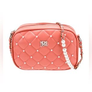 NWT Badgley Mischka Coral Camera Bag. 100% Vegan Leather.